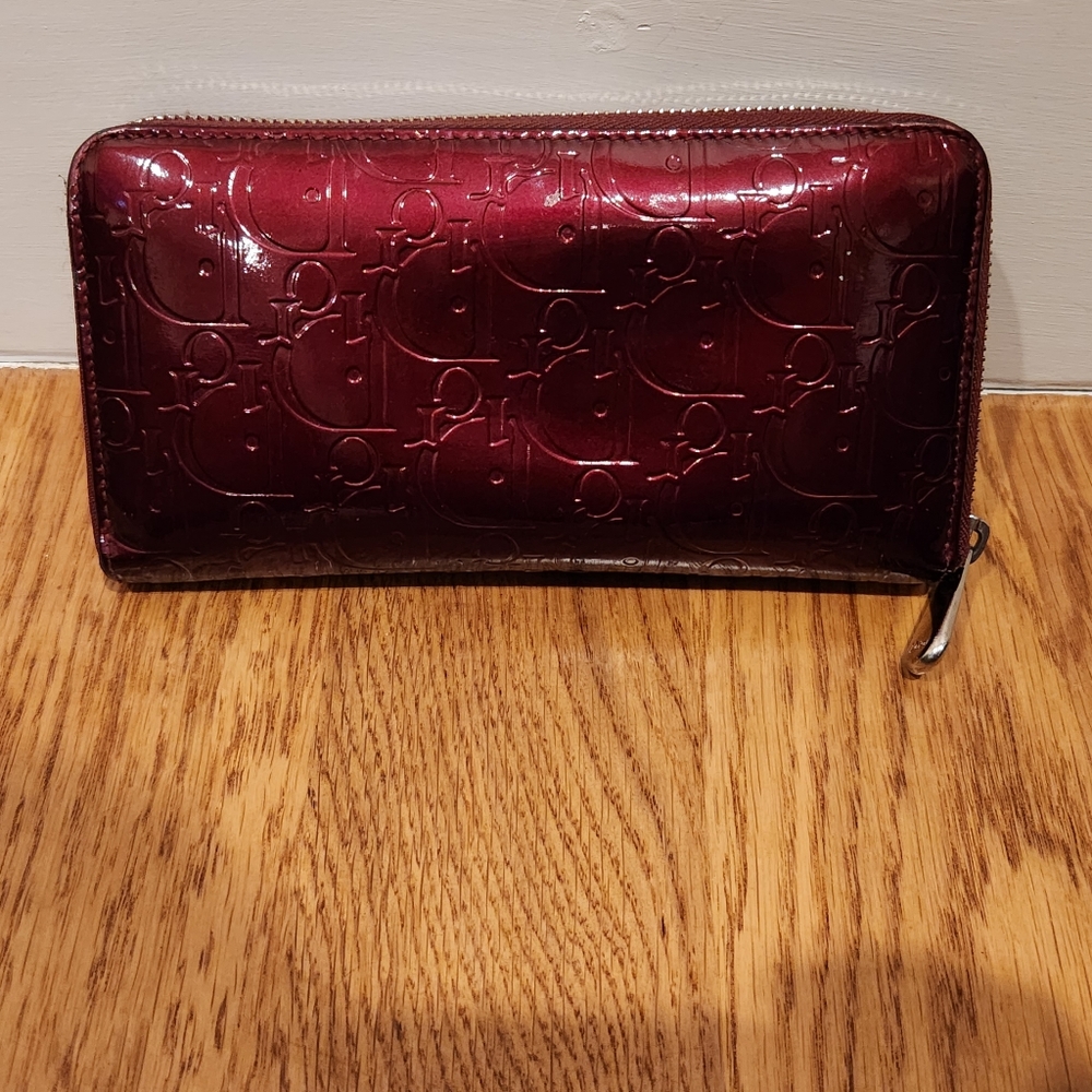 CHRISTIAN DIOR - 2011 - Continental Patent Leather Wallet - Burgundy